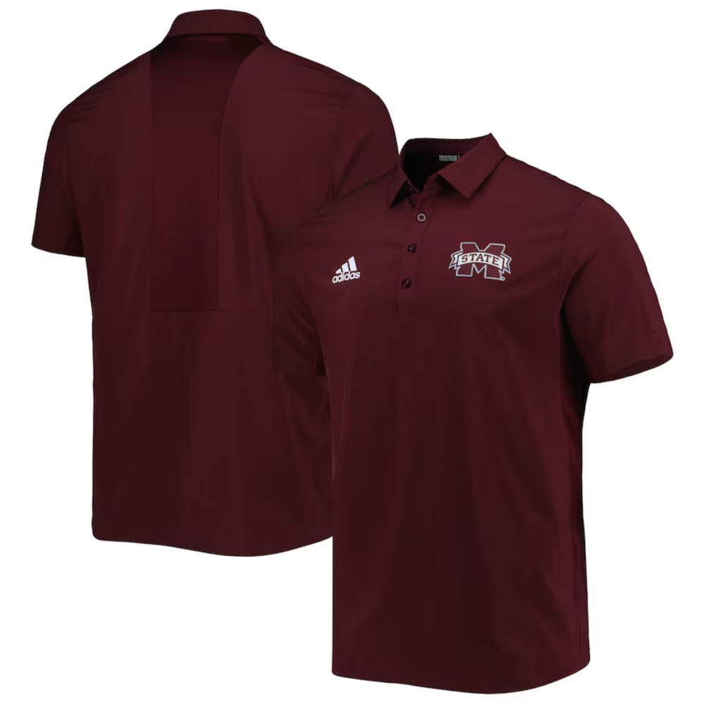 Men's adidas Maroon Mississippi State Bulldogs Coaches 
Shirt size Large